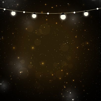 kerstkaart met gouden letters lampjes en hip gewei 2