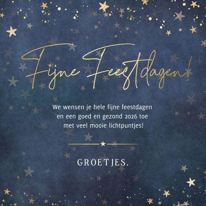 Kerstkaart met gouden sterren veel lichtpuntjes voor 2027 3