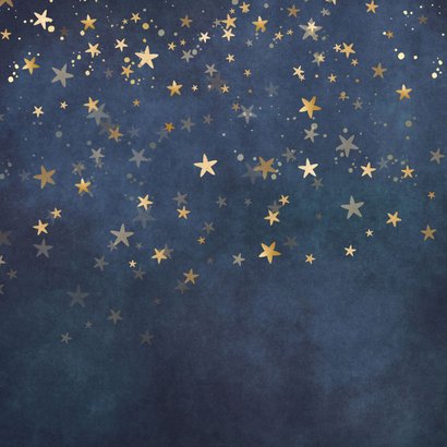 Kerstkaart met gouden sterren veel lichtpuntjes voor 2027 Achterkant