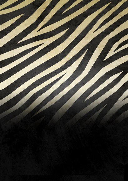 Kerstkaart met gouden zebraprint en 2 foto's Achterkant