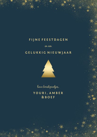 Kerstkaart met goudlook fotokerstboom en gouden kader 3