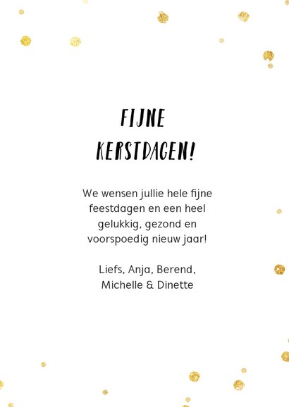 Kerstkaart met grote eigen foto en witte sneeuw rand & label 3