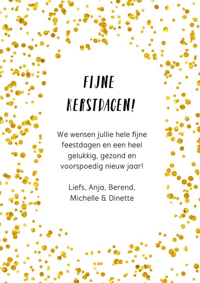 Kerstkaart met grote eigen foto en witte sneeuw rand & label 3
