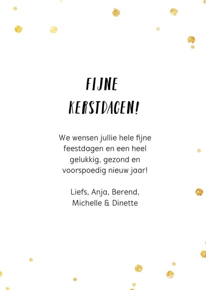 Kerstkaart met grote eigen foto en witte sneeuw rand & label 3