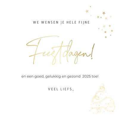 Kerstkaart met grote eigen foto, foliedruk en glitter kader 3