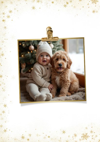 Kerstkaart met grote eigen foto kerstdagen sterrenkader  2