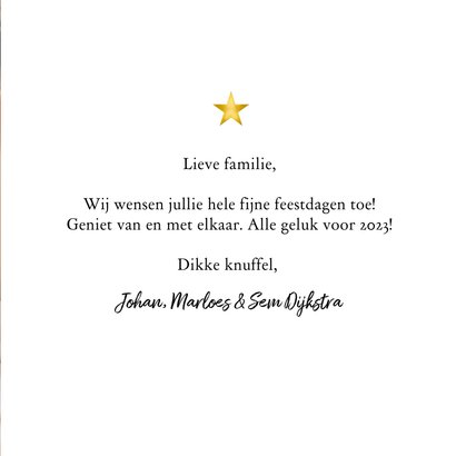 Kerstkaart met grote foto, nieuwjaarswensen, goud en 2023 3