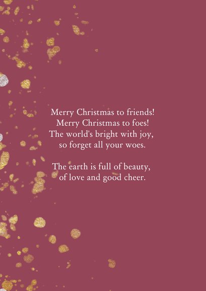 Kerstkaart met handgeschreven tekst en gouden confetti 2