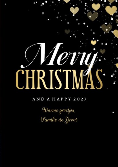 Kerstkaart met hartjeskader grote foto Merry Christmas 3