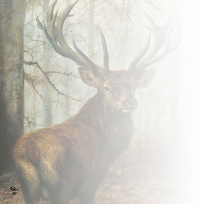 Kerstkaart met hert in het bos 2
