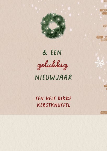 Kerstkaart met hondje en kerstkrans 3