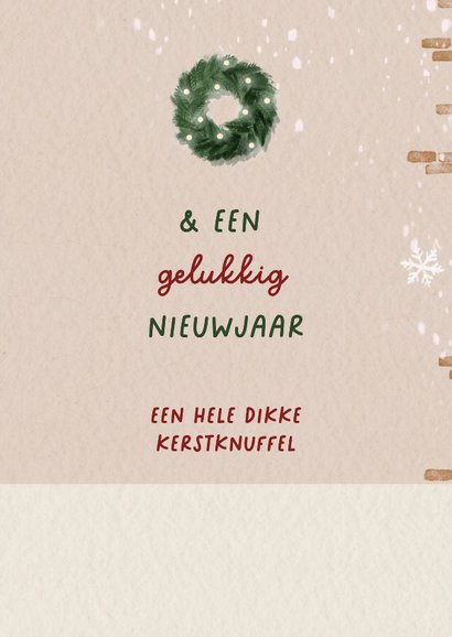 Kerstkaart met hondje en kerstkrans 3