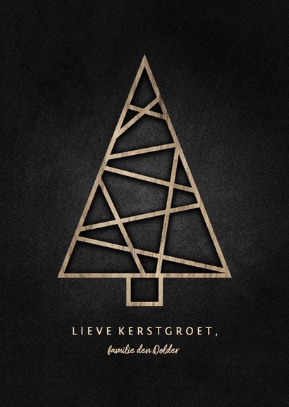 Kerstkaart met houten kerstboom en krijtbord achtergrond 3