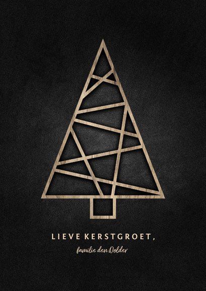 Kerstkaart met houten kerstboom en krijtbord achtergrond 3