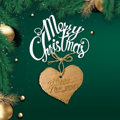 Kerstkaart met hulst en kerstfoto 2