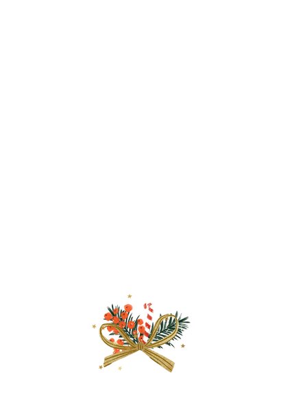 Kerstkaart met illustratie van kerstboom klassiek sterren Achterkant