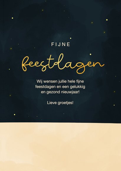 Kerstkaart met illustratie van kerstboom met ster en beertje 3