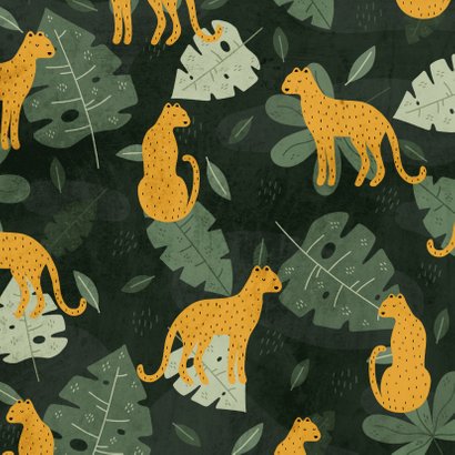 Kerstkaart met jungle patroon en handgeschreven christmas Achterkant