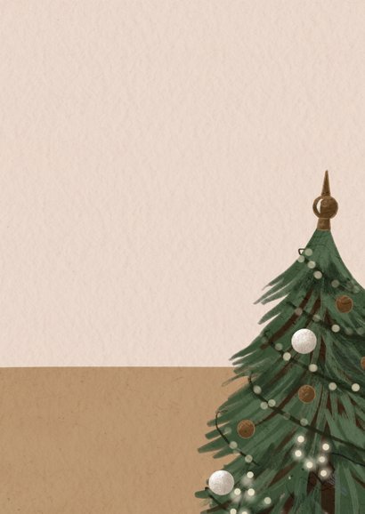 Kerstkaart met katten en kerstboom Achterkant