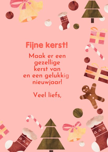 Kerstkaart met kerst illustraties en tekst hohoho 3