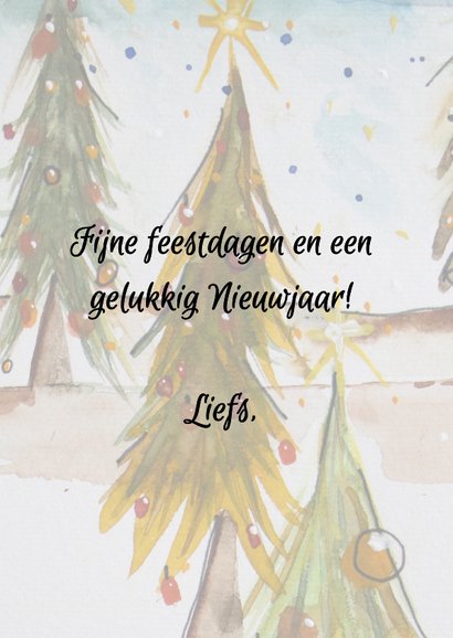 Kerstkaart met kerstbomen in winterlandschap 3