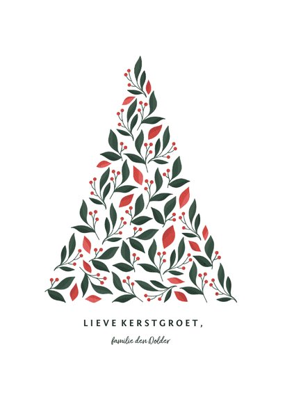 Kerstkaart met kerstboom botanisch licht 3