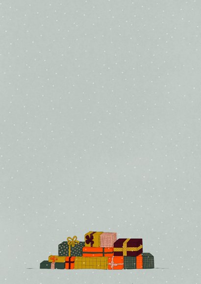 Kerstkaart met kerstboom en cadeautjes 2