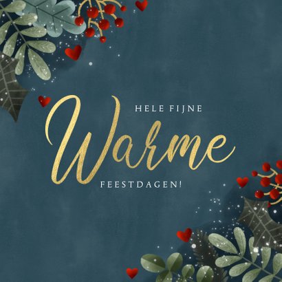 Kerstkaart met kerstkader, sneeuw, gouden warme | Kaartje2go