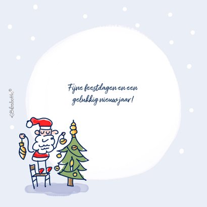 Kerstkaart met kerstman en rendier op de fiets 2
