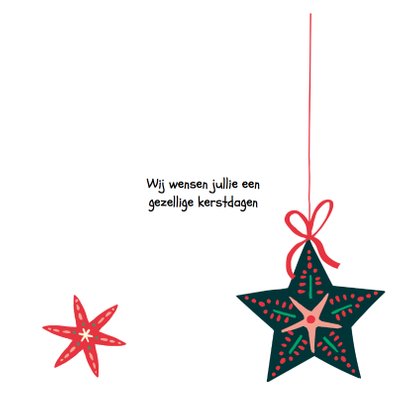 Kerstkaart met kerststerren en een letterslinger 3