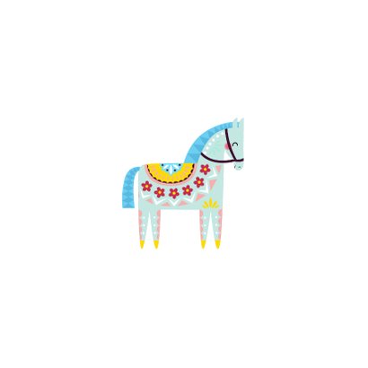 Kerstkaart met kleurrijk paard Achterkant