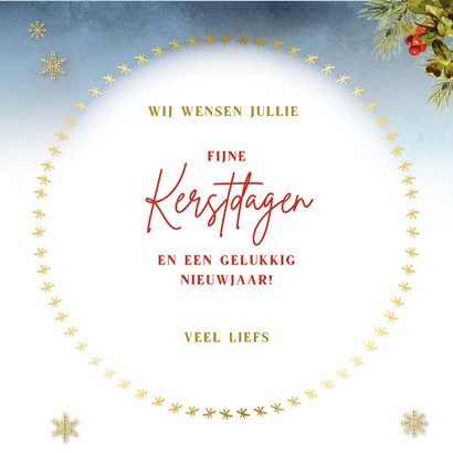 Kerstkaart met knuffelende kabouters in cirkel 3