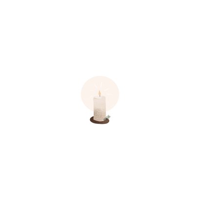 Kerstkaart met kopje kaars en kersttak en bijbeltekst Achterkant