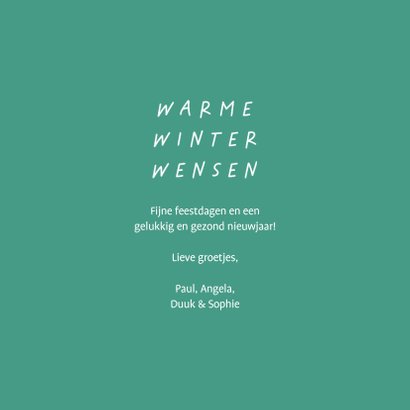 Kerstkaart met leuke illustraties warme winter wensen 3