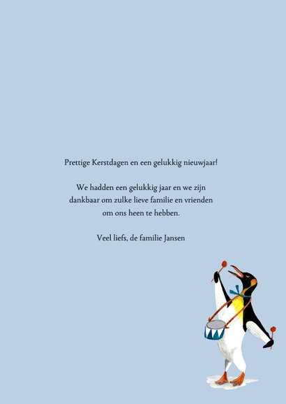 Kerstkaart met pinguïns muzikanten 3