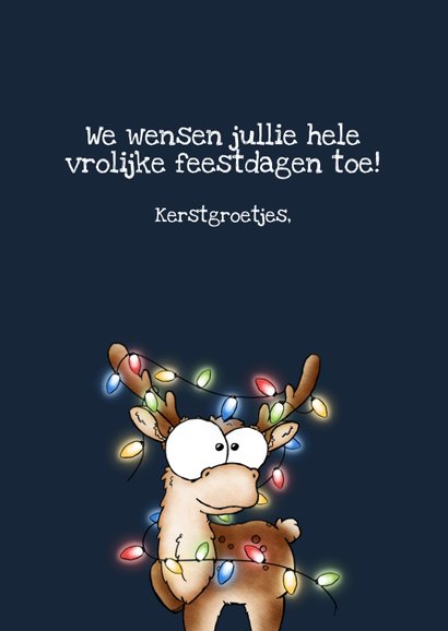 Kerstkaart met rendier Ree-te gezellige feestdagen 3