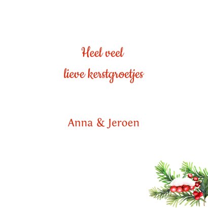 Kerstkaart met rode kerstballen klassiek 3