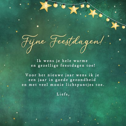Kerstkaart met roodborstje op tak met ster lichtje 3
