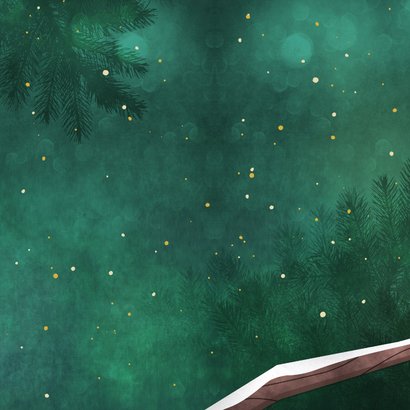 Kerstkaart met roodborstje op tak met ster lichtje Achterkant