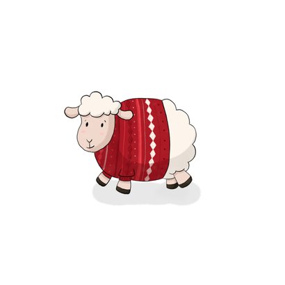 Kerstkaart met schaap in fleece trui 2
