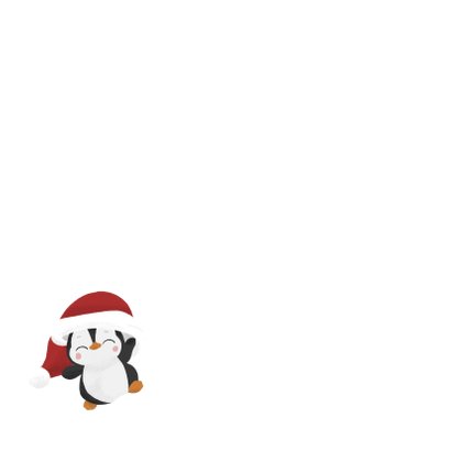 Kerstkaart met schattige pinguïn met kerstmuts 2