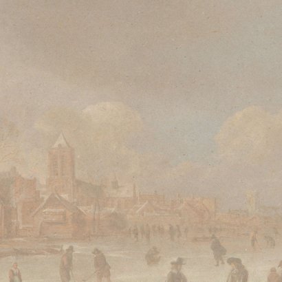 Kerstkaart met schilderij Aert van der Neer 2