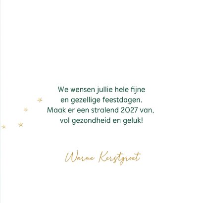 Kerstkaart met sjieke foto en 2027 in verf geschilderd 3