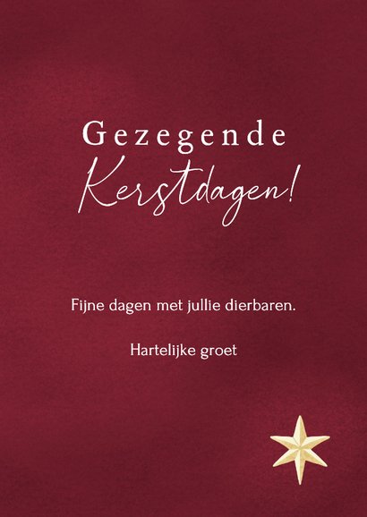 Kerstkaart met sterren en bloemen en christelijke tekst 3