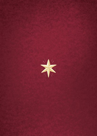 Kerstkaart met sterren en bloemen en christelijke tekst Achterkant