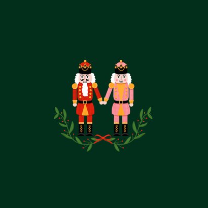 Kerstkaart met twee verliefde notenkrakers 2