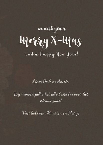 Kerstkaart met vintage bloemen en witte stippen 3