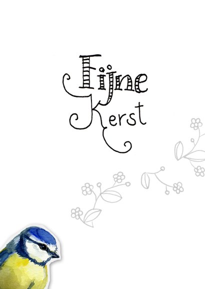 Kerstkaart met vogel, label, en kerstballetje collage 2