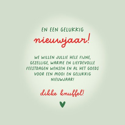 Kerstkaart met vrolijk kerstelfje en gemberkoek mannetje 3