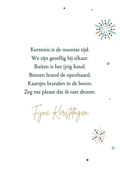 Kerstkaart met vuurwerk en sneeuw 3